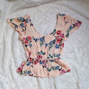 NWT Peach Floral Print Blouse
